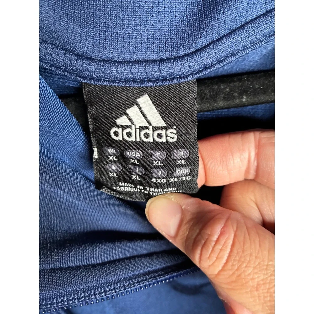 Adidas Vintage Navy Orange Full Zip‎ Hoodie Track Jacket XL Three Stripe Y2K